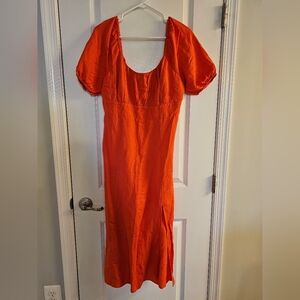 LOFT Vibrant Orange Midi Dress